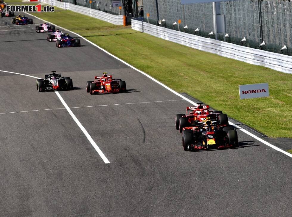 Foto zur News: Max Verstappen, Sebastian Vettel, Kimi Räikkönen, Romain Grosjean