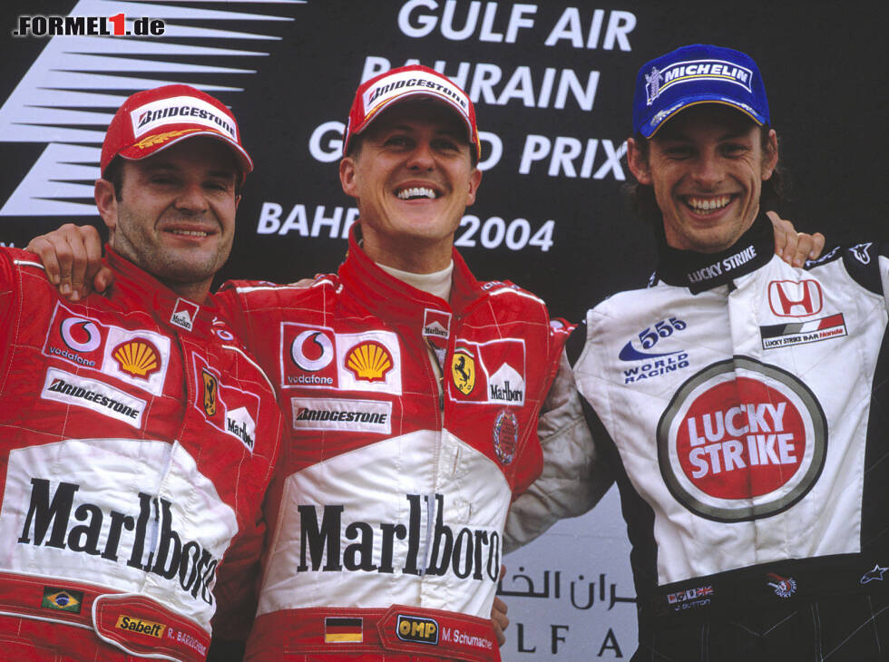Foto zur News: Michael Schumacher, Rubens Barrichello, Jenson Button