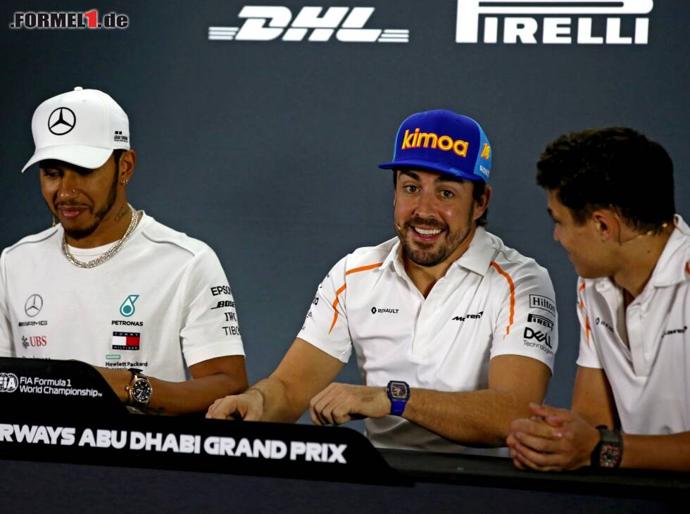 Foto zur News: Lewis Hamilton, Fernando Alonso, Lando Norris