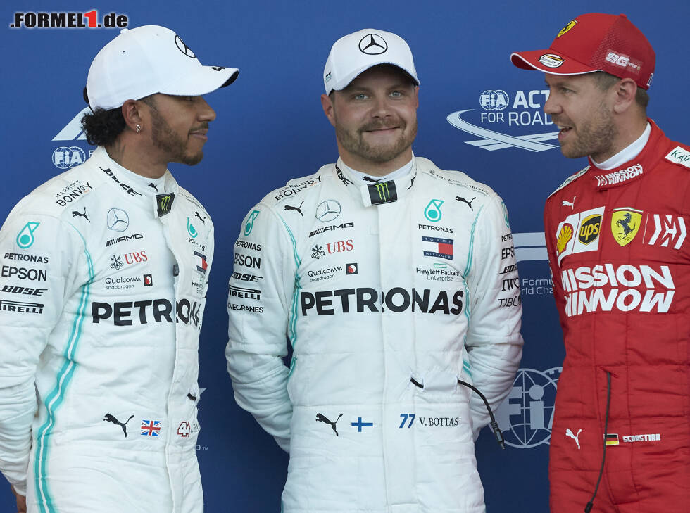 Foto zur News: Lewis Hamilton, Valtteri Bottas, Sebastian Vettel