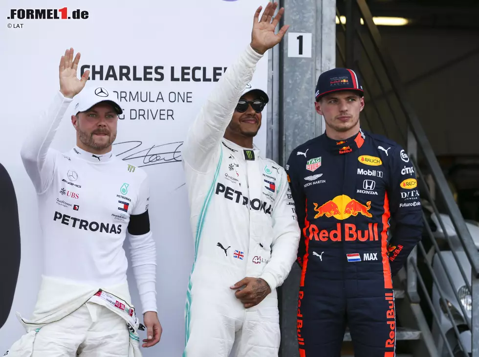 Foto zur News: Lewis Hamilton, Valtteri Bottas, Max Verstappen