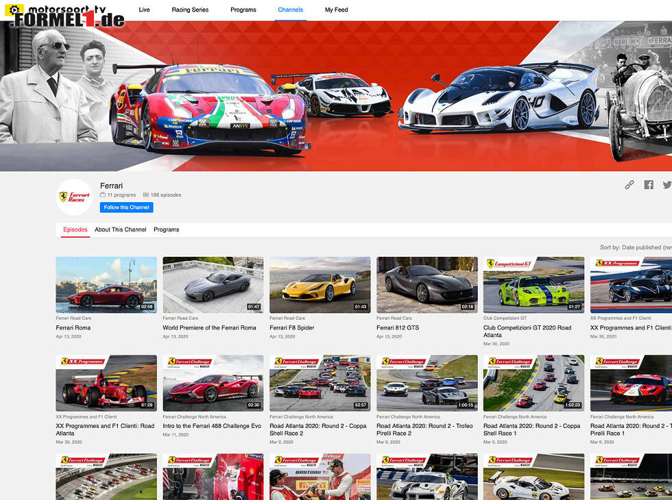 Foto zur News: Ferrari-Kanal von Motorsport.tv