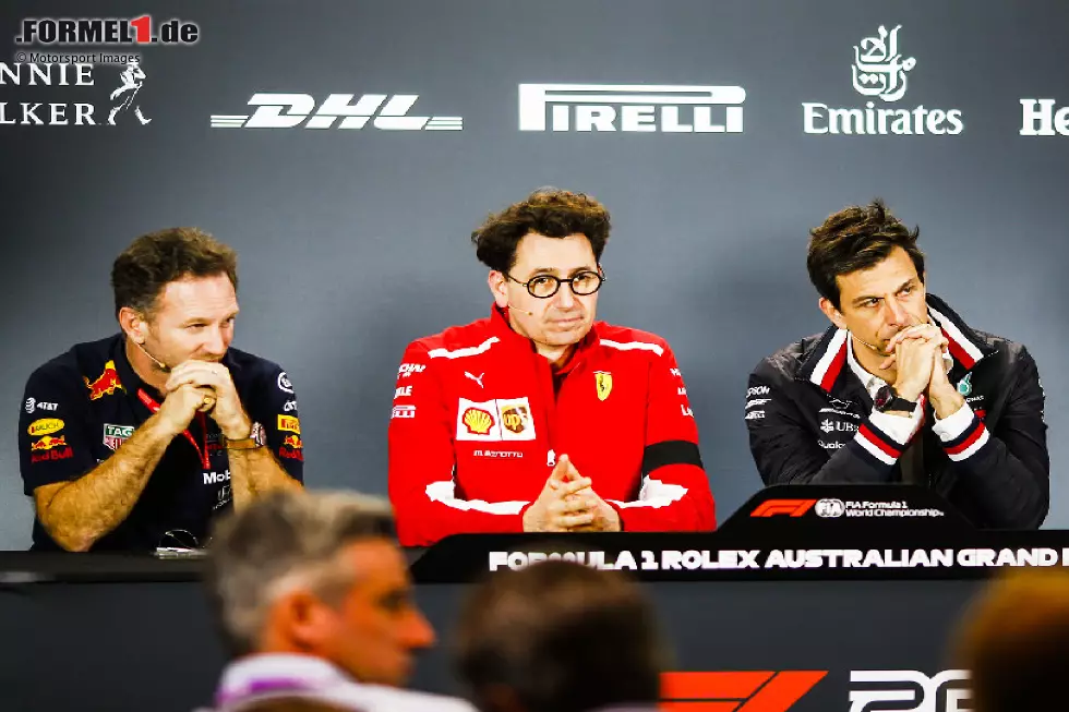 Christian Horner, Mattia Binotto, Toto Wolff Foto zur News: Christian Horner, Mattia Binotto, Toto Wolff