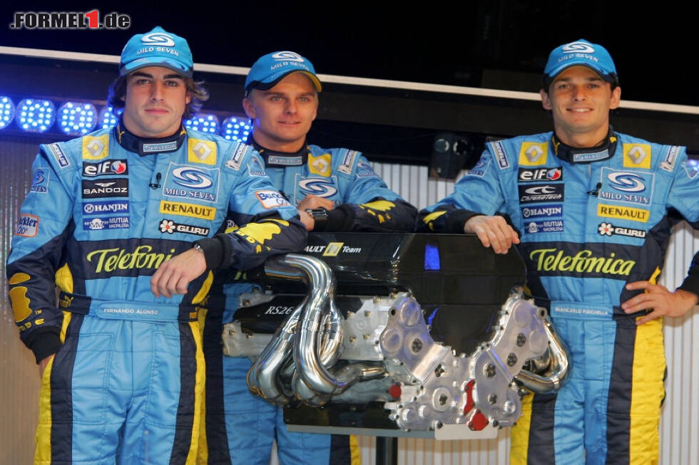 Foto zur News: Fernando Alonso, Giancarlo Fisichella, Heikki Kovalainen