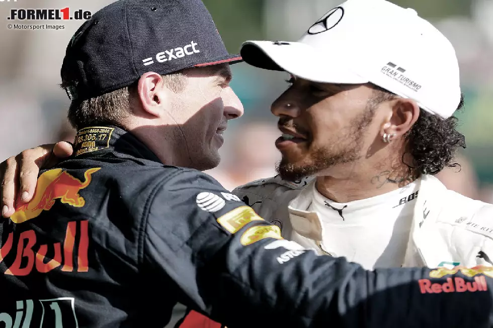 Foto zur News: Lewis Hamilton, Max Verstappen