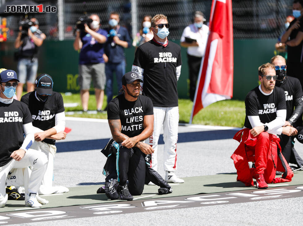 Foto zur News: Nicholas Latifi, George Russell, Lewis Hamilton, Sebastian Vettel