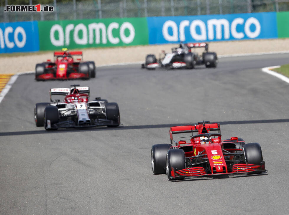 Foto zur News: Sebastian Vettel, Kimi Räikkönen, Charles Leclerc, Romain Grosjean