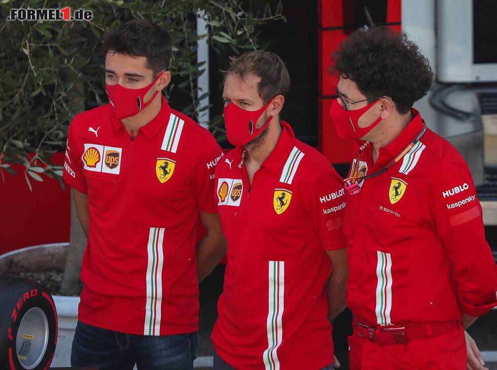 Foto zur News: Charles Leclerc, Sebastian Vettel, Mattia Binotto
