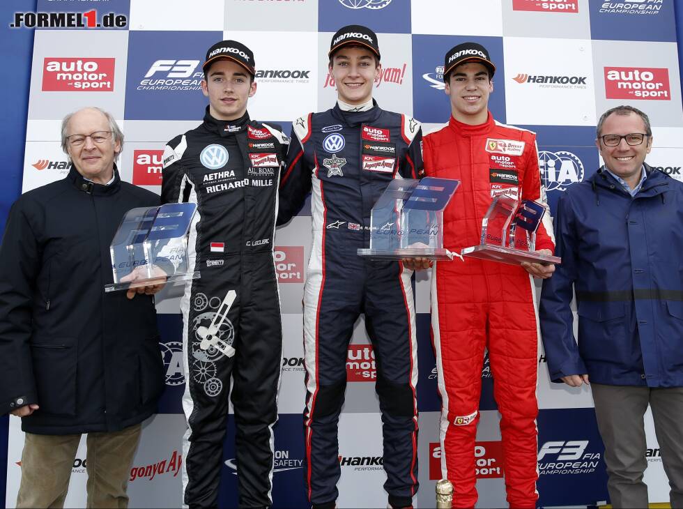 Foto zur News: Charles Leclerc, George Russell, Lance Stroll, Stefano Domenicali