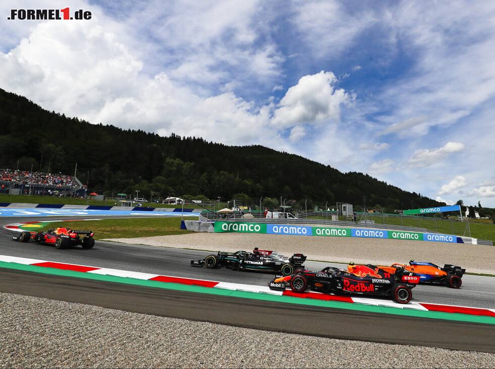Foto zur News: Max Verstappen, Lewis Hamilton, Sergio Perez, Lando Norris, Valtteri Bottas im Steiermark-Grand-Prix 2021 in Spielberg