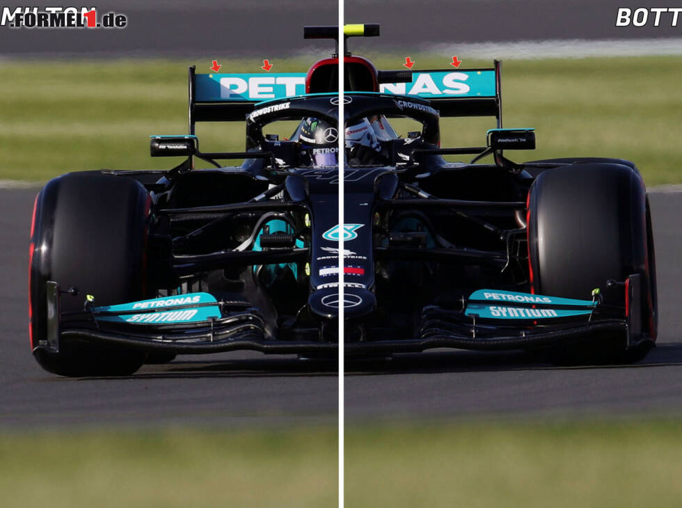 Foto zur News: Die Mercedes-Heckflügel von Lewis Hamilton und Valtteri Bottas beim Formel-1-Rennen in Silverstone im Vergleich