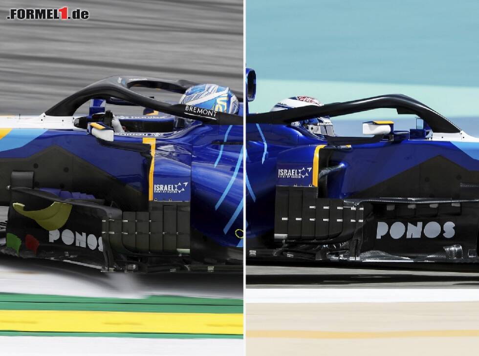 Foto zur News: Neu (links) und alt (rechts): Windabweiser am Williams FW43B in der Formel-1-Saison 2021