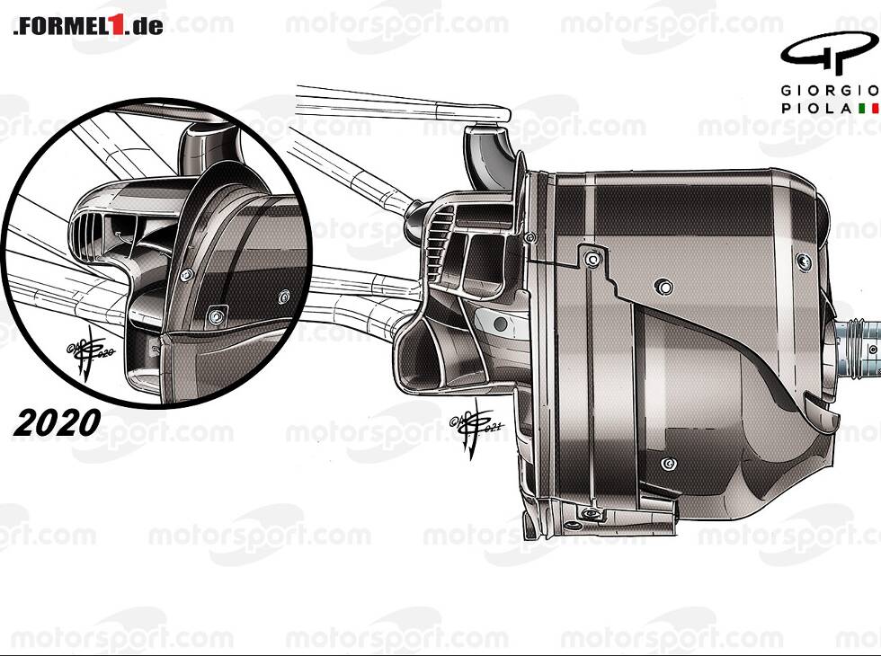 Foto zur News: Vergleich der Mercedes-Bremsbelüftungen in der Formel 1: 2020 vs. 2021
