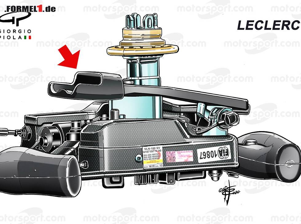 Foto zur News: Ferrari-Lenkrad von Charles Leclerc in der Formel-1-Saison 2020 in der Rückansicht
