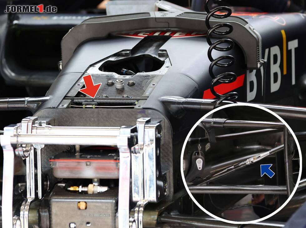 Foto zur News: Die Vorderrad-Aufhängung des Red Bull RB18 mit durchgängiger Strebe am oberen Querlenker