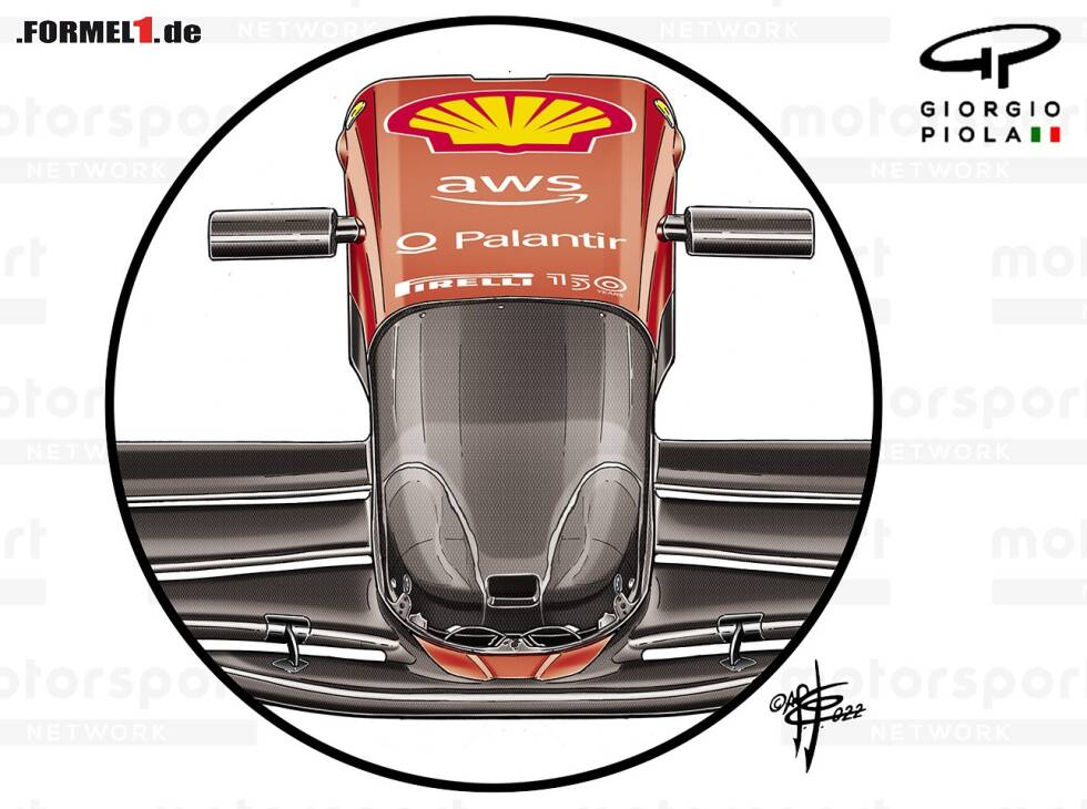 Foto zur News: Ferrari-Nase nackt: Der schwarze Teil ist die Crashstruktur, der &quot;untere&quot; rote Teil entbehrlich