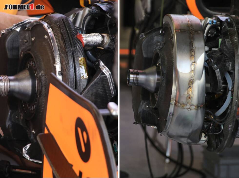 Foto zur News: Vergleich der Vorderrad-Bremsen am McLaren MCL36 aus der Formel-1-Saison 2022