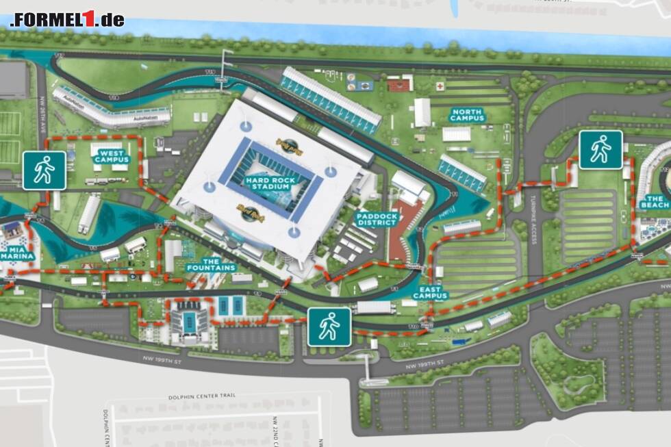 Foto zur News: Skizze: Areal des Miami-Grand-Prix 2022 rund um das Hard-Rock-Stadium