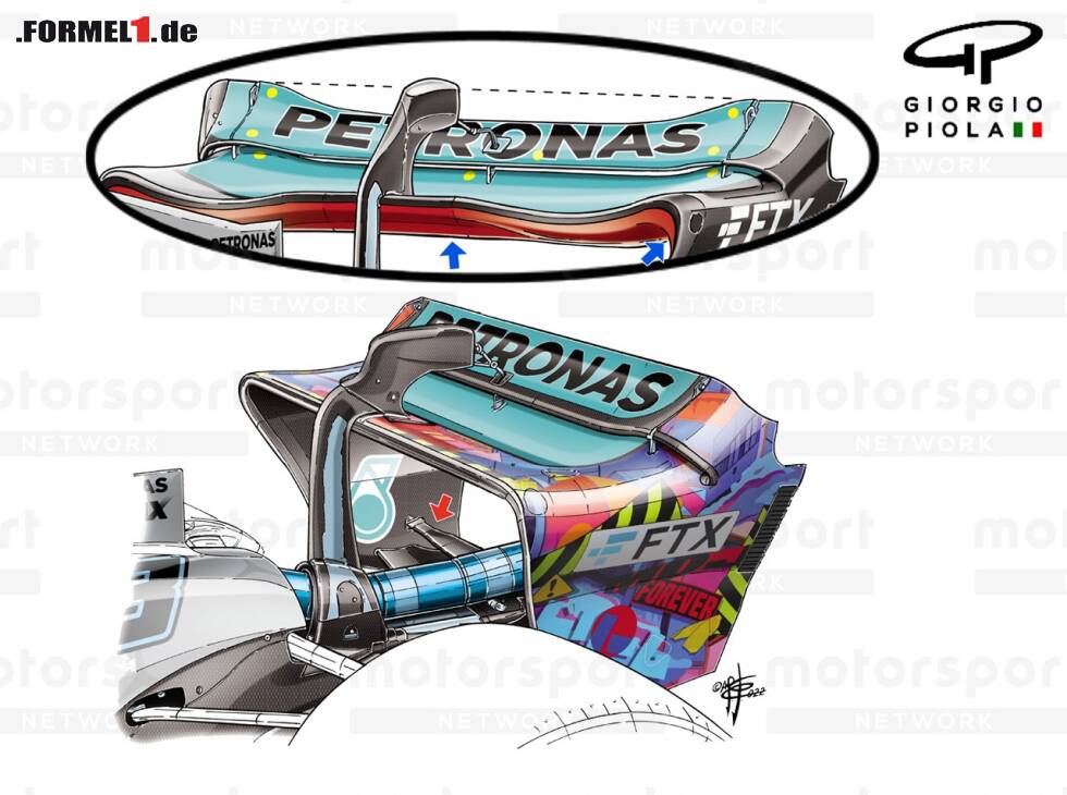 Foto zur News: Heckflügel-Details am Mercedes W13 beim Formel-1-Rennen 2022 in Miami