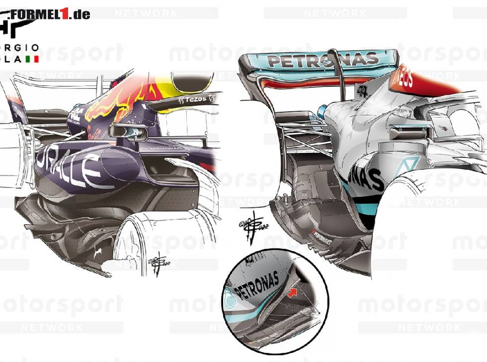 Foto zur News: Vergleich: Red Bull RB18 vs. Mercedes W13 in der Formel 1 2022