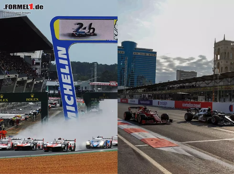 Start der 24 Stunden von Le Mans (links) und Formel 1 in Baku Foto zur News: Start der 24 Stunden von Le Mans (links) und Formel 1 in Baku
