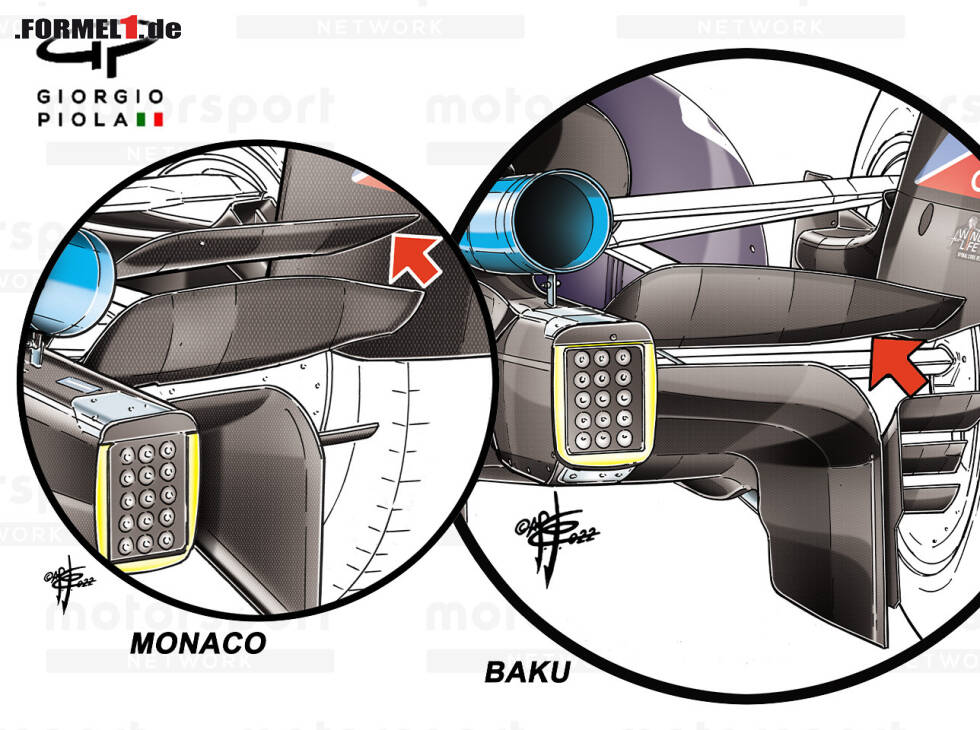 Foto zur News: Vergleich der von Red Bull in Monaco und Baku eingesetzten Beam-Wings