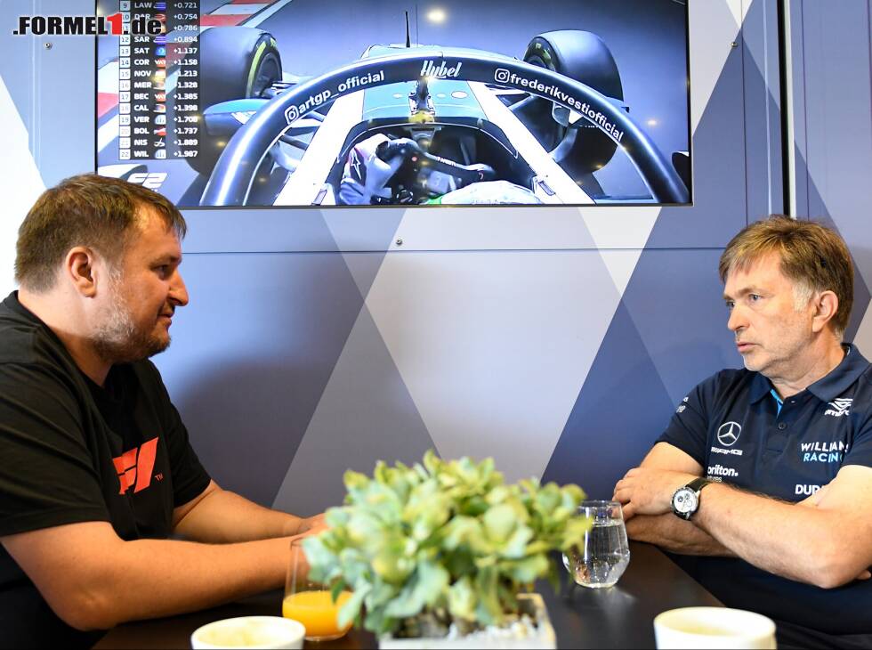 Chefredakteur Christian Nimmervoll im Gespräch mit Williams-Teamchef Jost Capito Foto zur News: Chefredakteur Christian Nimmervoll im Gespräch mit Williams-Teamchef Jost Capito