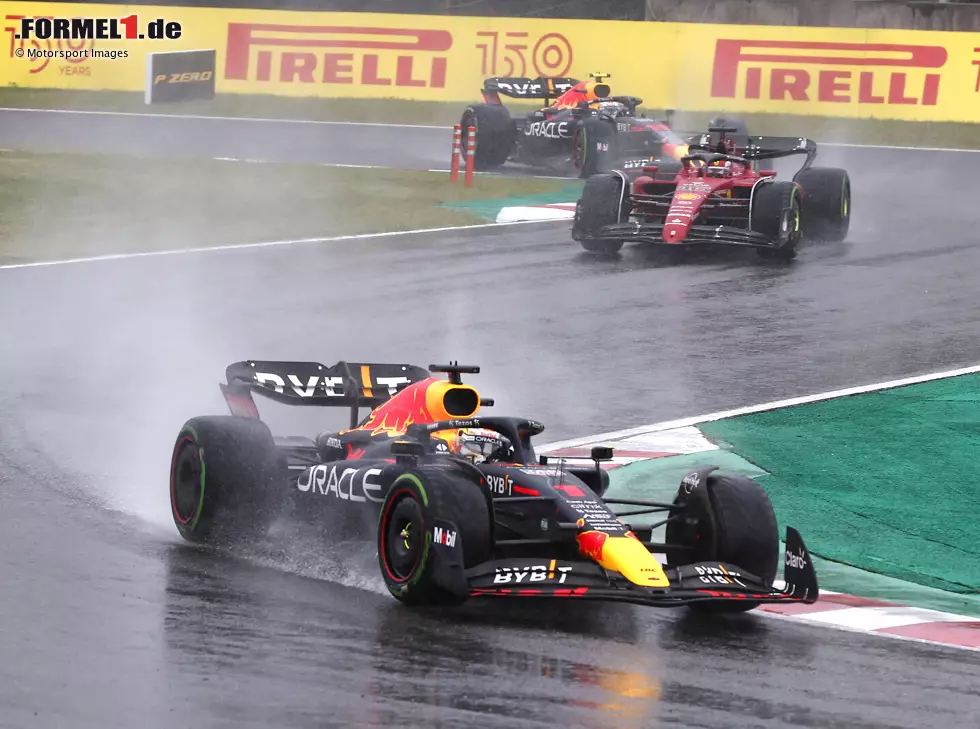 Foto zur News: Max Verstappen, Charles Leclerc, Sergio Perez