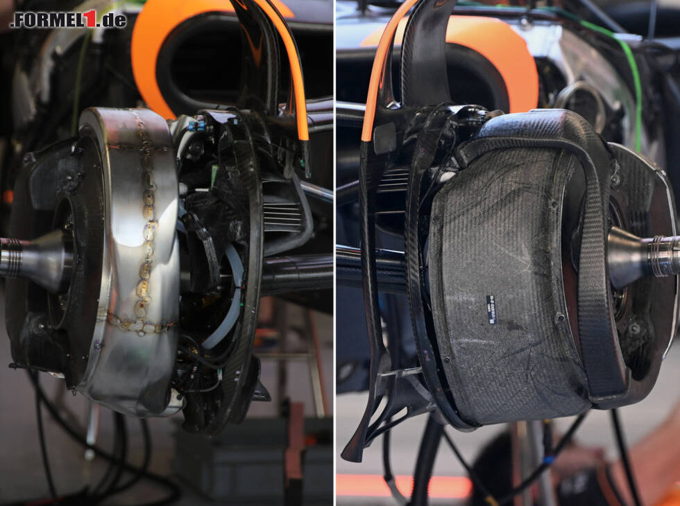 Foto zur News: Vorderrad-Bremsen des McLaren MCL36 im Vergleich
