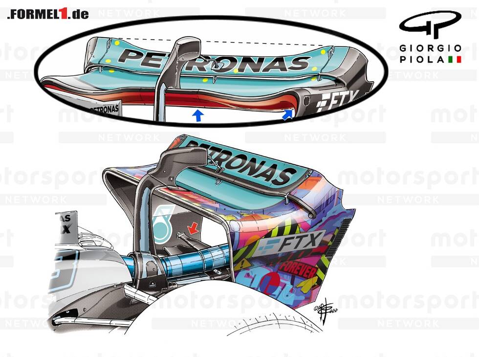 Foto zur News: Der Heckflügel des Mercedes W13 beim Miami-Grand-Prix 2022