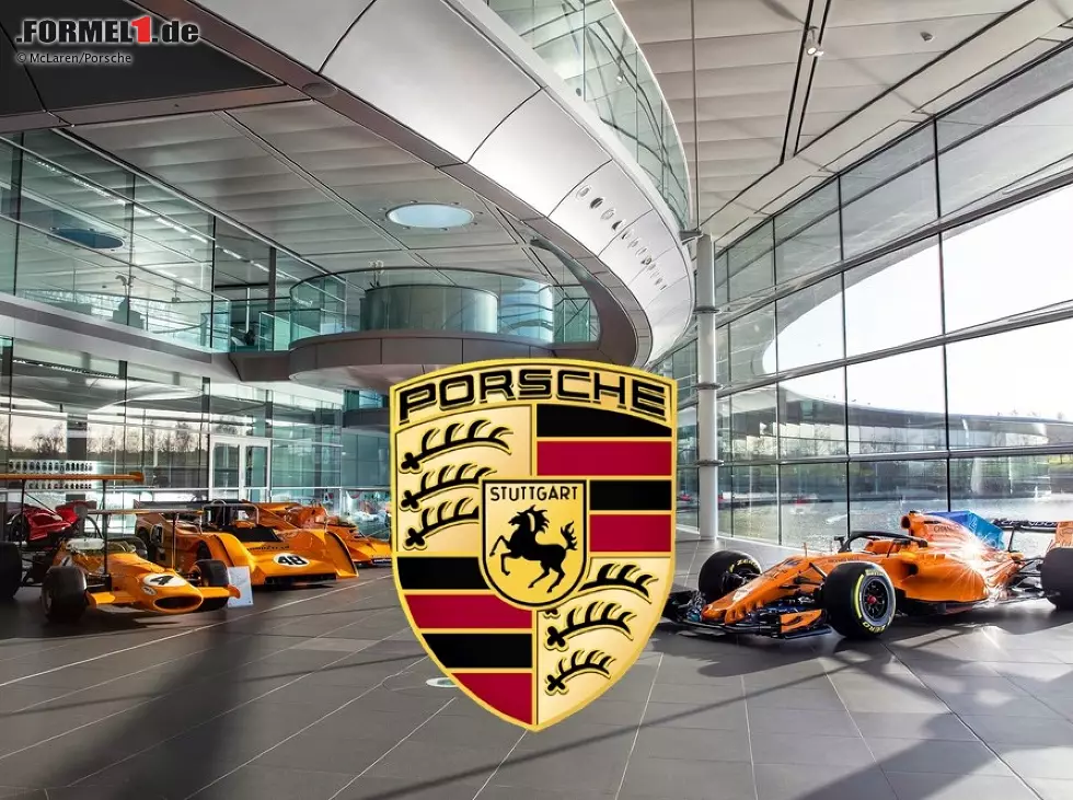 McLaren-Eingangshalle mit Porsche-Wappen Foto zur News: McLaren-Eingangshalle mit Porsche-Wappen