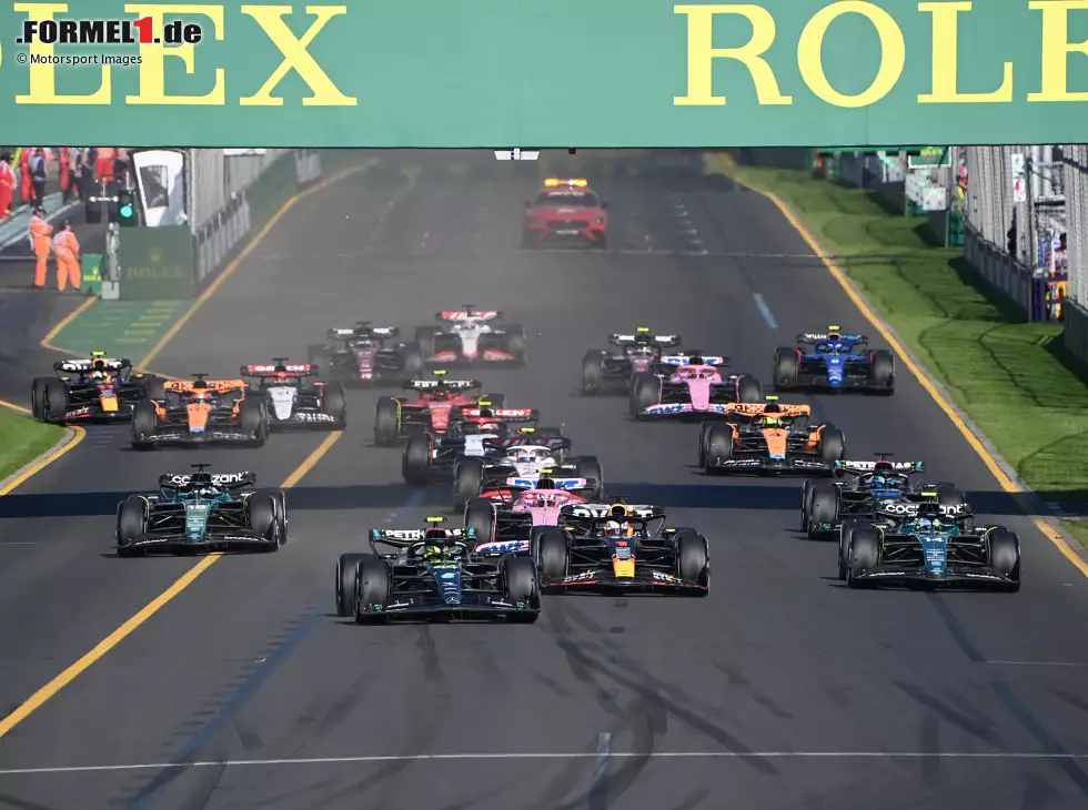 Foto zur News: Lewis Hamilton, Max Verstappen, Fernando Alonso, Lance Stroll