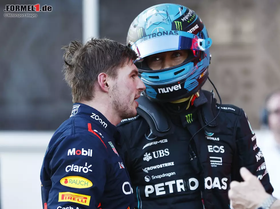 Foto zur News: George Russell, Max Verstappen