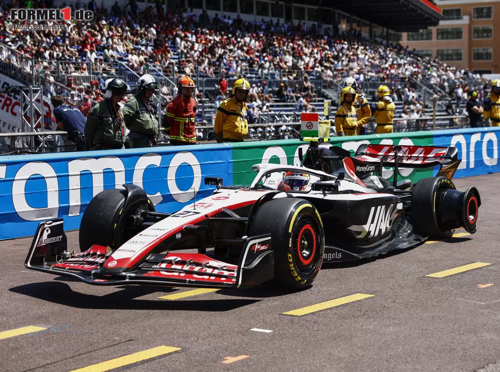 Nico Hülkenberg (Haas VF-23) mit kaputter Felge beim Training zum Formel-1-Rennen in Monaco 2023 Foto zur News: Nico Hülkenberg (Haas VF-23) mit kaputter Felge beim Training zum Formel-1-Rennen in Monaco 2023