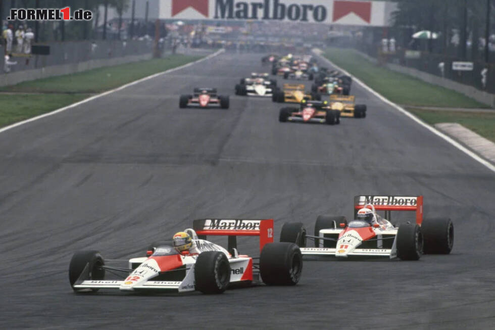 Foto zur News: Ayrton Senna vor Alain Prost
