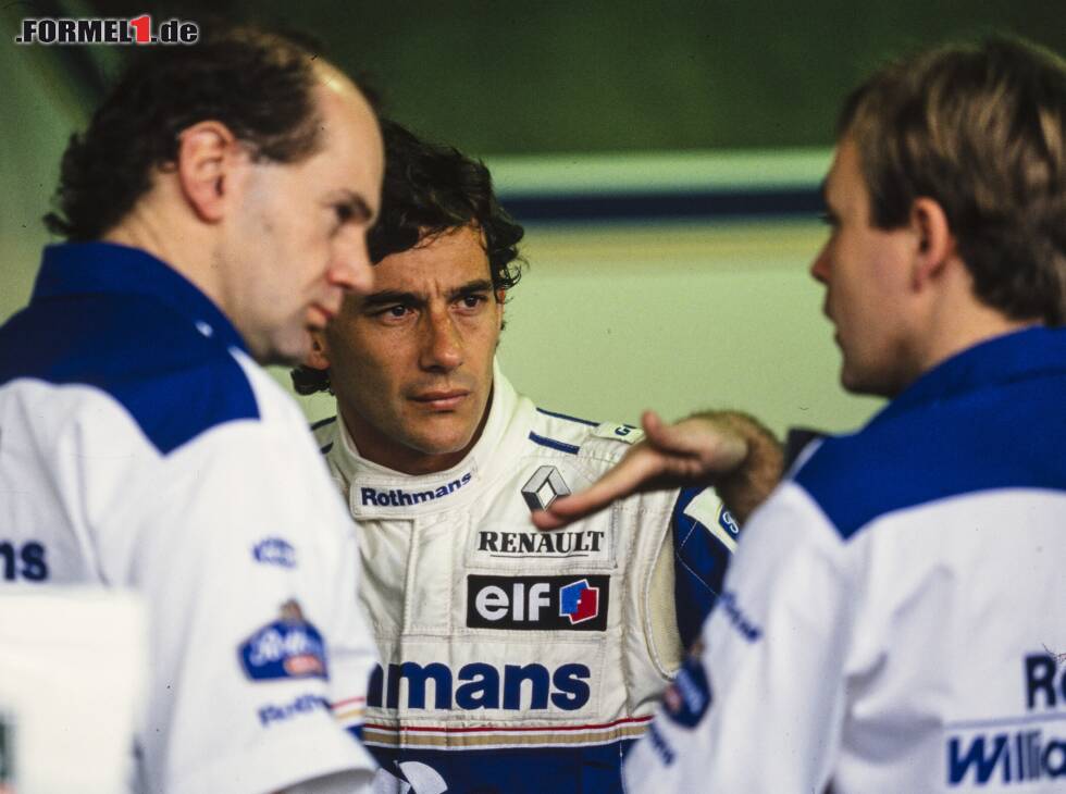 Foto zur News: Adrian Newey, Ayrton Senna und David Brown (Williams)