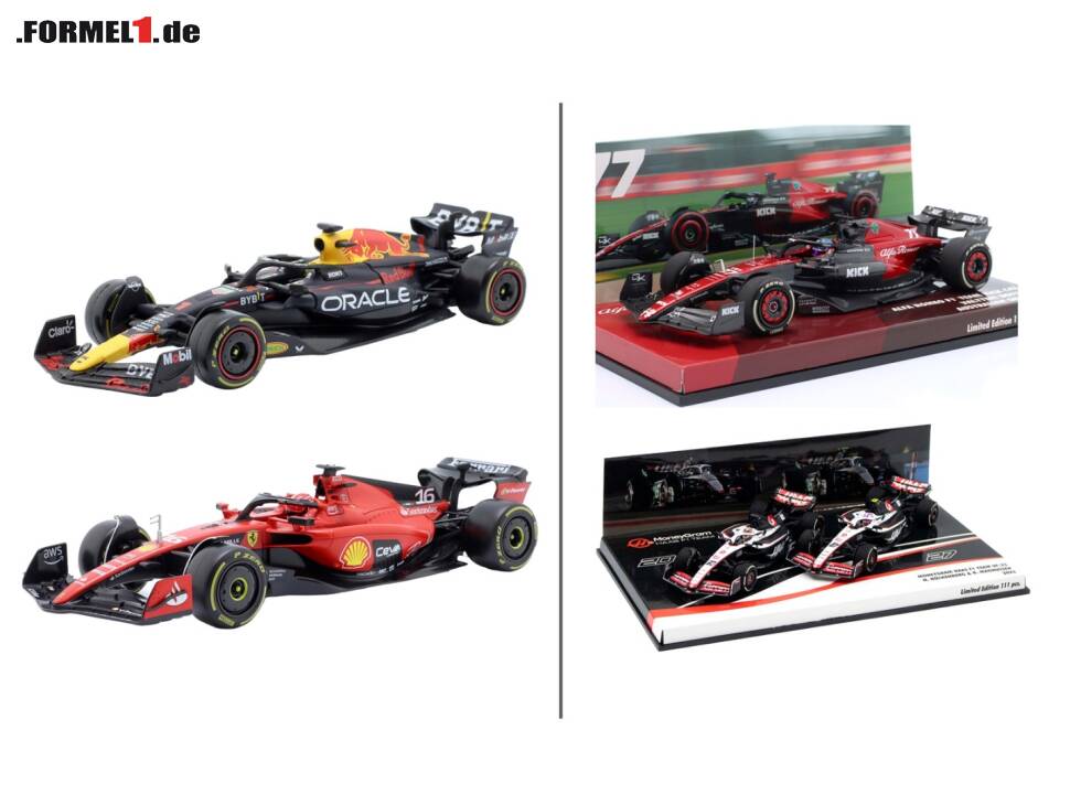 Foto zur News: Red Bull RB19, Ferrari SF-23, Alfa Romeo C43, Haas VF-23 Doppel-Set