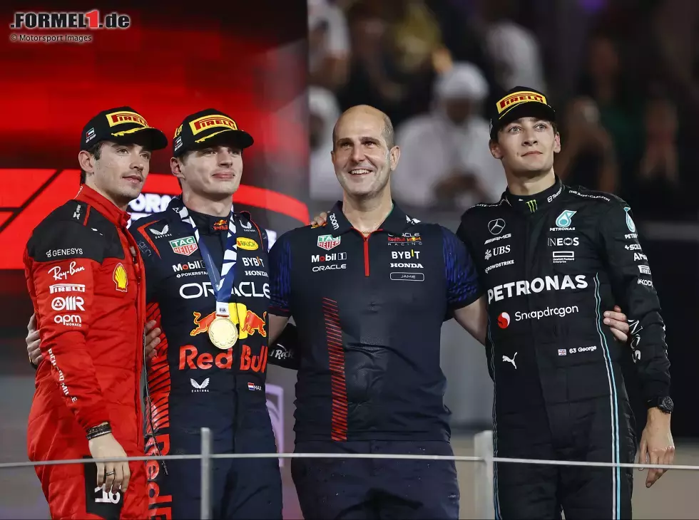 Charles Leclerc, Max Verstappen, George Russell Foto zur News: Charles Leclerc, Max Verstappen, George Russell