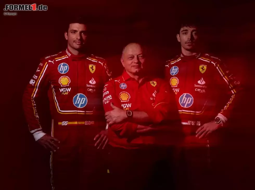 Foto zur News: Carlos Sainz, Fred Vasseur, Charles Leclerc