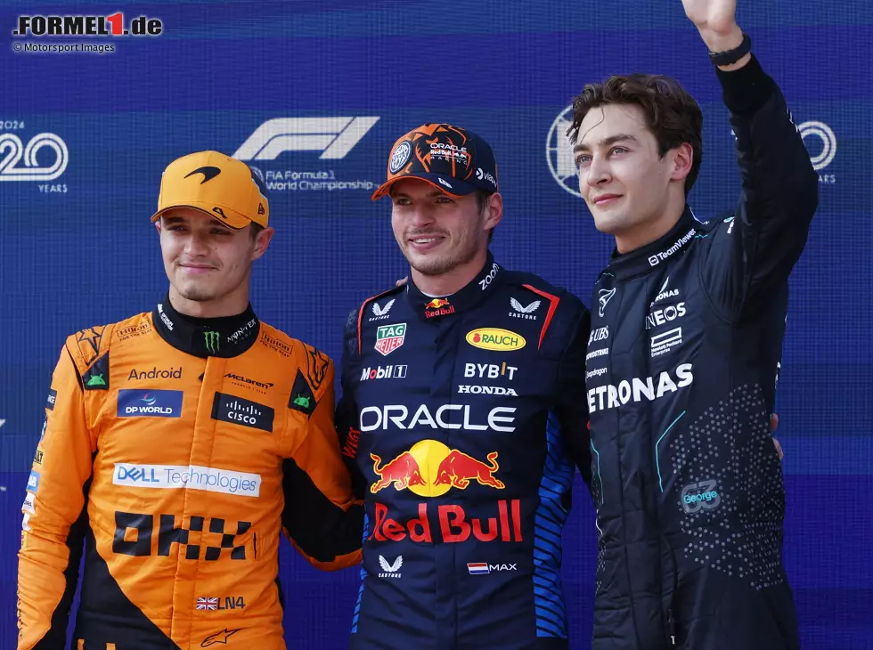 Max Verstappen, Lando Norris, George Russell Foto zur News: Max Verstappen, Lando Norris, George Russell