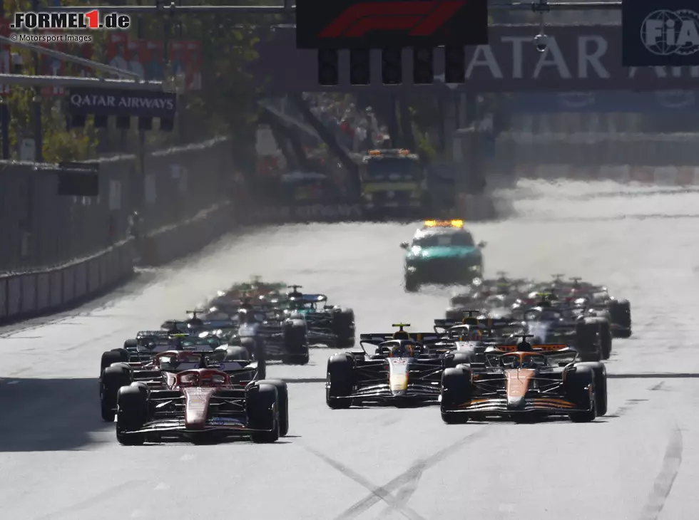 Foto zur News: Charles Leclerc, Oscar Piastri, Sergio Perez, Carlos Sainz, Max Verstappen