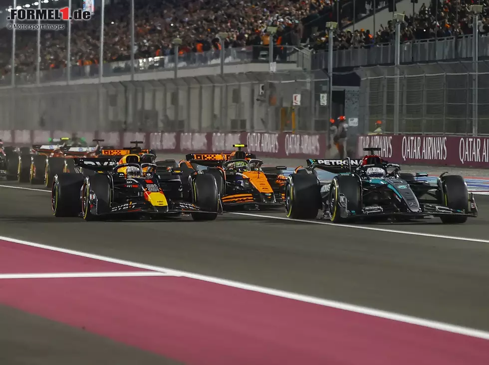 Foto zur News: George Russell, Max Verstappen, Lando Norris, Oscar Piastri