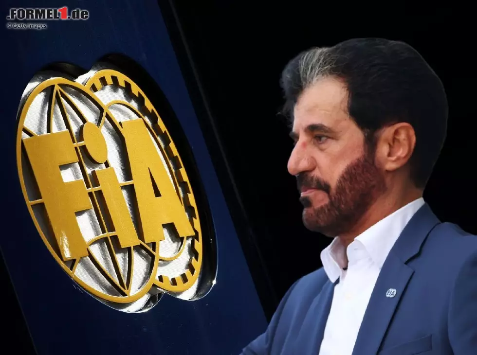 Foto zur News: Mohammed bin Sulayem neben einem FIA-Logo (Fotomontage)