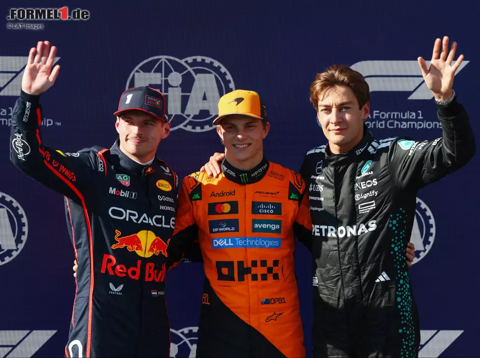 Oscar Piastri, Max Verstappen, George Russell Foto zur News: Oscar Piastri, Max Verstappen, George Russell
