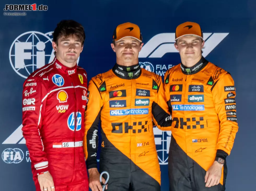 Charles Leclerc, Lando Norris, Oscar Piastri Foto zur News: Charles Leclerc, Lando Norris, Oscar Piastri