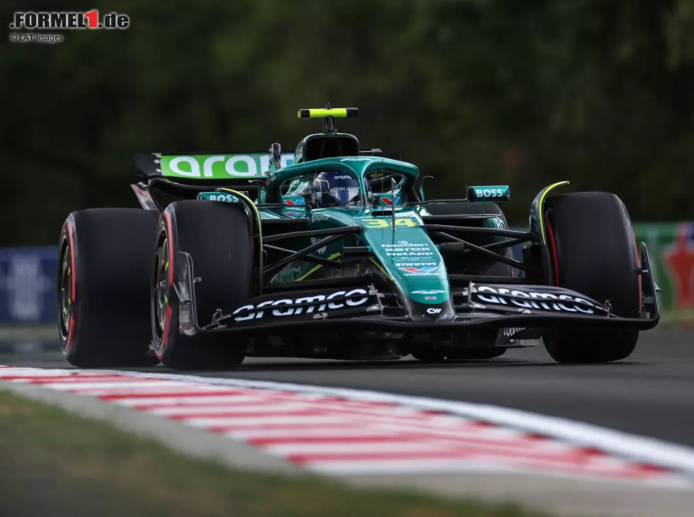 Foto zur News: Felipe Drugovich (Aston Martin AMR25) beim Formel-1-Rennen in Ungarn 2025