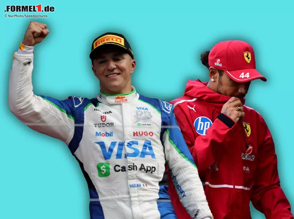Foto zur News: Fotomontage: Isack Hadjar und Lewis Hamilton in Zandvoort 2025