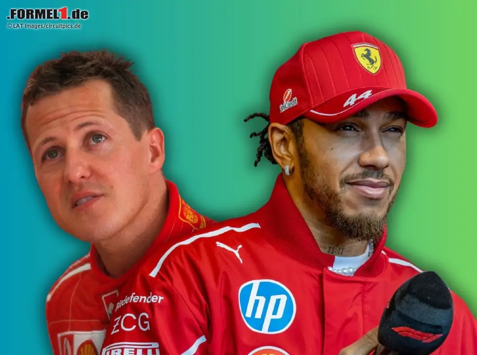 Foto zur News: Fotomontage: Lewis Hamilton (vorne) mit Michael Schumacher