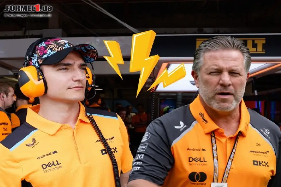 Foto zur News: Alex Palou und Zak Brown (Fotomontage)