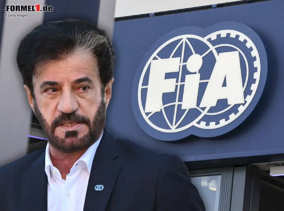 Foto zur News: Fotomontage: FIA-Präsident Mohammed bin Sulayem neben einem FIA-Logo